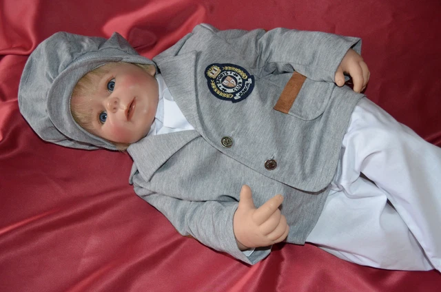 Abito battesimale 4pz* Tuta bambino Battesimo Boy Grigio NUOVO 62 68 74 80 86 Festa di nozze