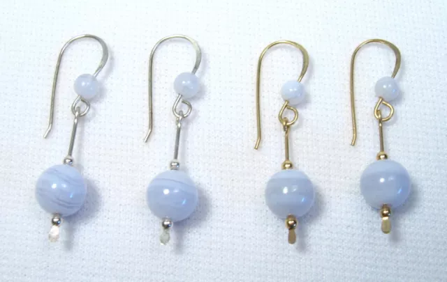 Lyn's Jewelry Blue Lace Agate Drop Earrings Silver or Gold