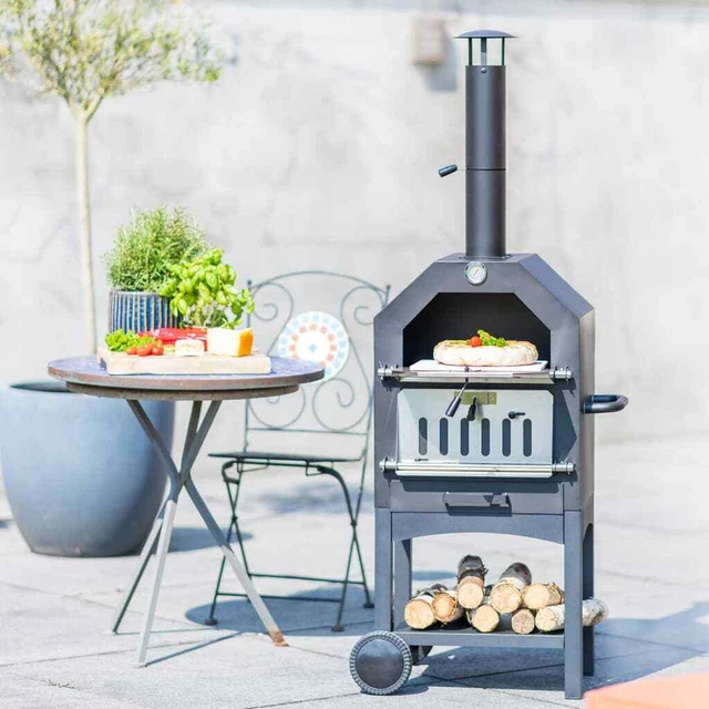 BBGRILL Outdoor Pizza-Backofen Pizza Grill Feuerschale Lorenzo Schwarz LOR17 ...