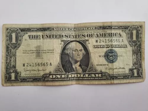 One Dollar Rare 1957 Series B Blue Seal Silver Certificate