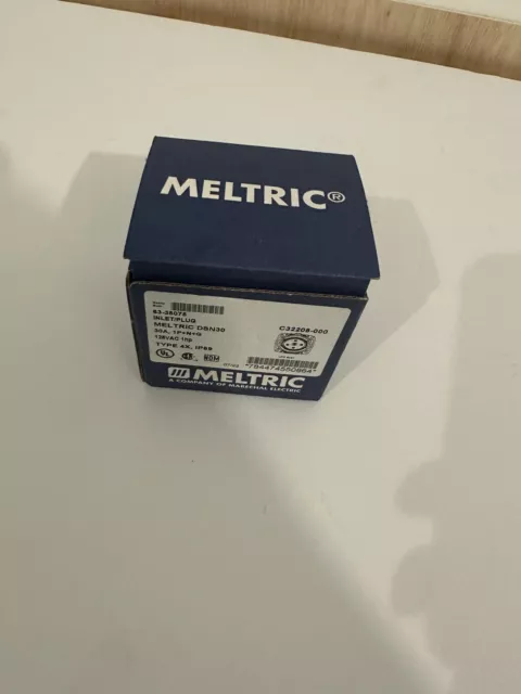 Meltric 63-38075 DSN30, 30A, 125 VAC, Type 4X.1P+N+G Inlet Plug. New in Box!