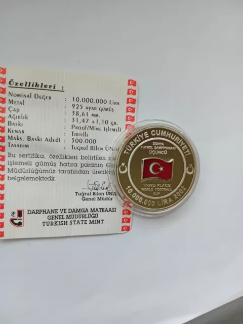TURKEY Türkei 10000000 Lira 2002 Fussball WM Korea Japan Emblem Flagge color RAR
