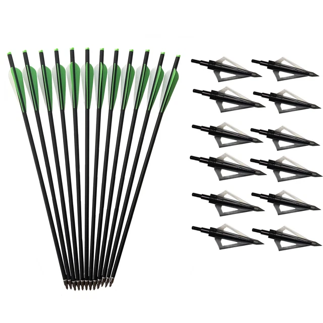 12PC 20'' Archery Carbon Crossbow Bolts Half Moon Nock OD 8.8mm Arrows Hunting