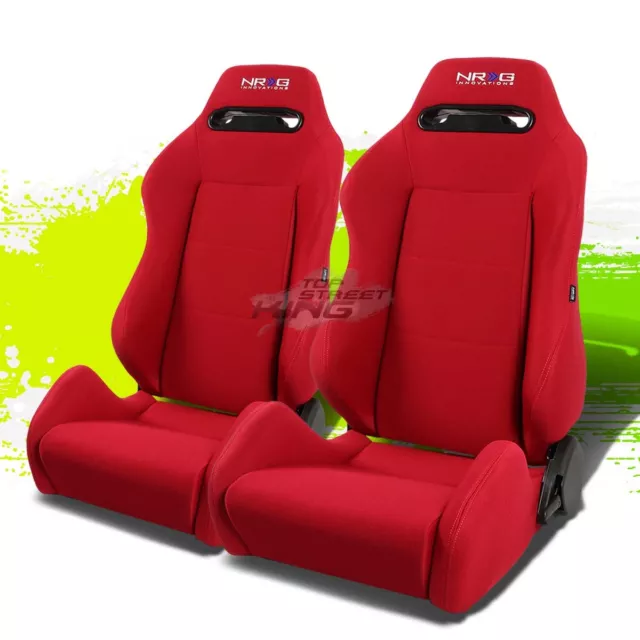 2 X Nrg Type-R Fully Reclinable Light Seat/Seats+Adjustable Slider Red+Stitch