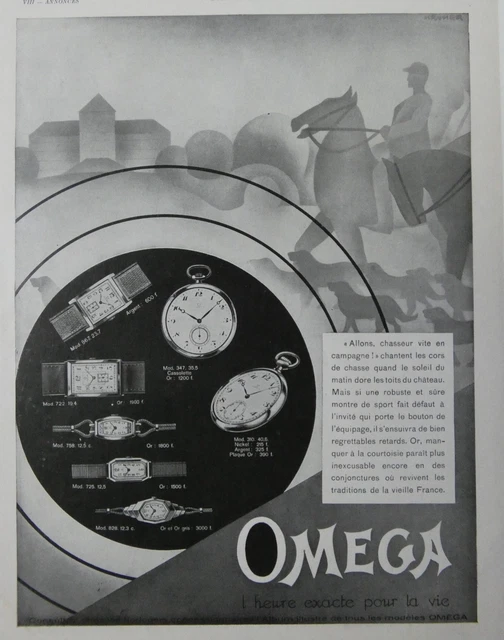 PUBLICITÉ DE PRESSE Original 1932 Montre Omega L'heure Exacte Pour