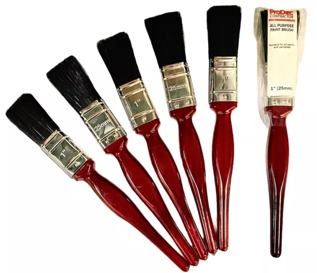 One Inch Paint Brushes 1" 25mm Mixed Bristle Paint Brush Set Small Brushes