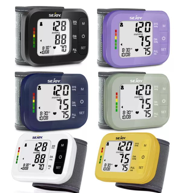 SEJOY Digital Automatic Blood Pressure Monitor Wrist BP Cuff Heart Rate Machine