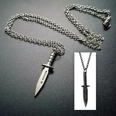 DAGGER NECKLACE 1.5" Knife Pendant 19" Chain Metal Gothic Goth Punk Jewelry NEW