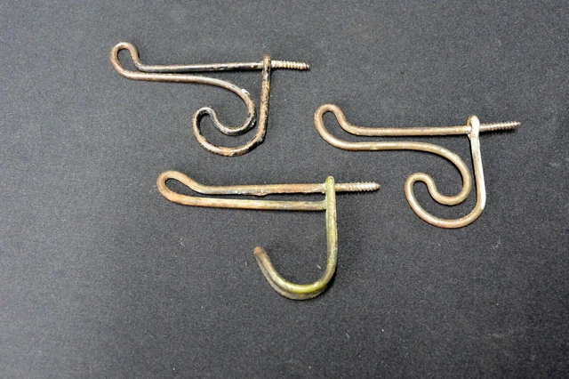 Vintage Bent  Wire Coat or Hat Hooks; Threaded Ends; x6; Salvage 4