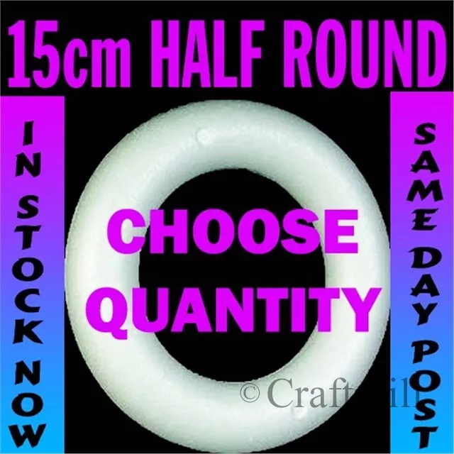 15cm Polystyrene HALF round rounded Rings Wreaths for craft christmas florist