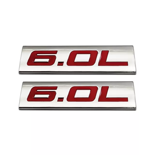 2x Chrome Silver & Red 6.0L Engine Logo Car Emblem V6 V8 Sports Badge SUV Decal 2x Chrome Silver & Red 6.0L Engine Logo Car Emblem V6 V8 Sports Badge SUV Decal