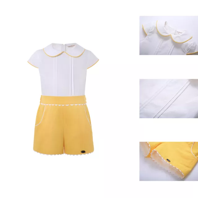 Pantaloncini camicia pantaloni pasquale bambini 2 pz abito giallo estate 6 -24 m 3 4 anni