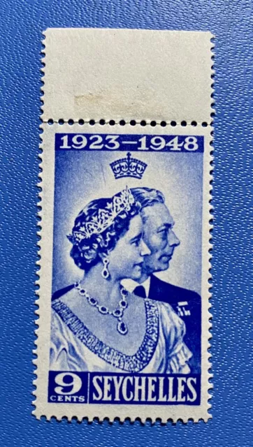 Seychelles 1948 Royal Silver Wedding Variant SG 152a 9c MNH ‘LINE BY CROWN’ £50+