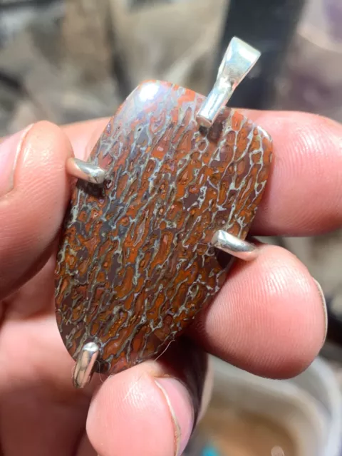 Utah dino gem bone large shield pendant