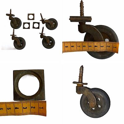 Set Of 4 Large Vintage Cast Iron Castors Wheels Industrial Factory Salvage