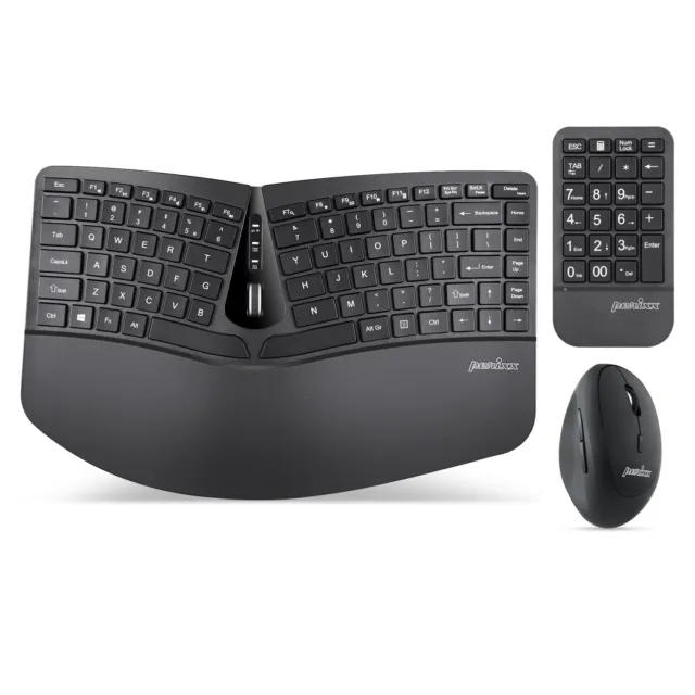 Perixx Mini Wireless Ergonomic US Keyboard with Vertical Mouse and Keypad