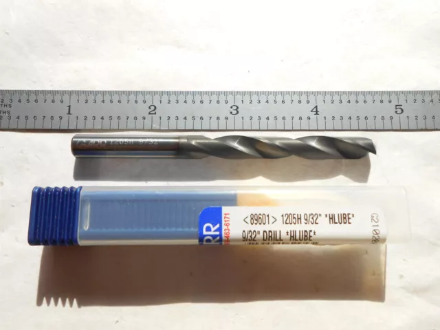 New Garr Usa 5Xd Solid Carbide H.p. Drill 9/32" Dia. X 2-1/8" Loc X 3-1/2" Oal