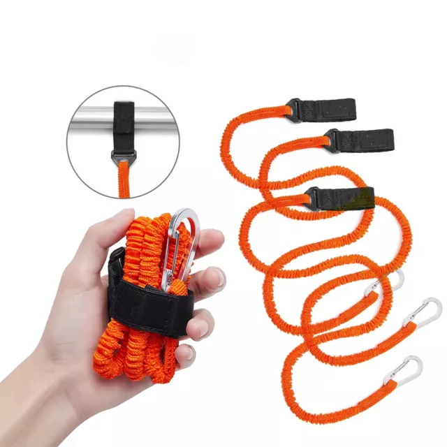 1-3x Elastic Kayak Paddle Leash Safety Hook Coiled Lanyard Cord Canoe Tie Rope