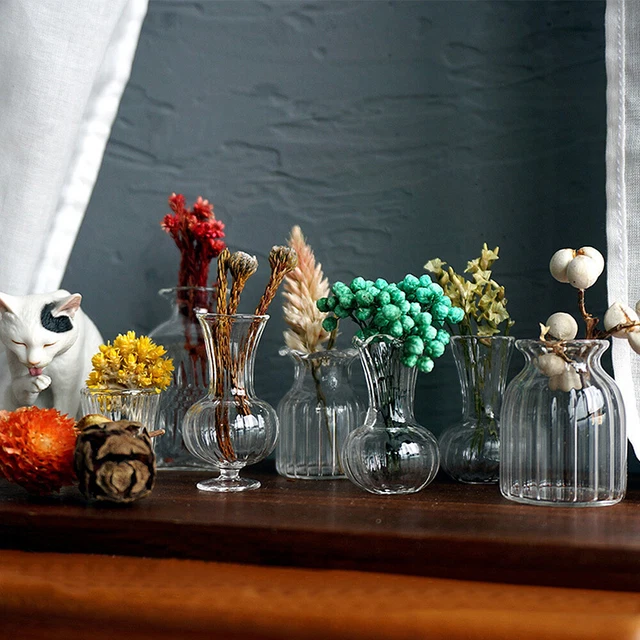 1PC 1:12 Dollhouse Miniatures Glass Vase Model Toys Doll House Decor Accessories
