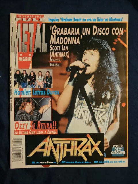 Full Metal Magazine March 1992 Anthrax, Ozzy Osbourne, Exodus Hamlet In Spanish