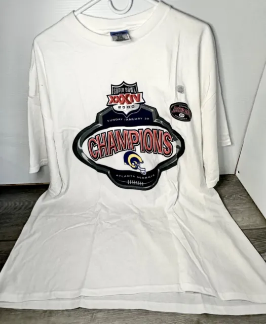 NWOT Vtg Super Bowl XXXIV T SHIRT XL St Louis Rams Locker Room Product