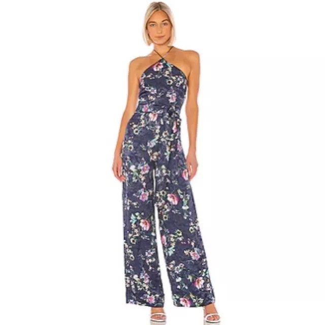 House of Harlow 1960 X Revolve Mclain Halter Jumpsuit in Navy Floral Multi