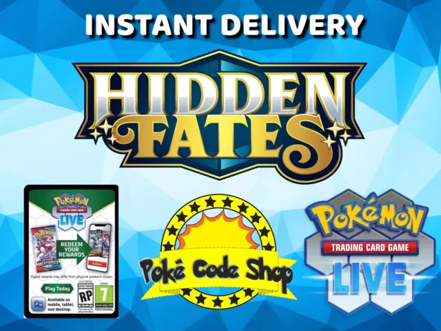 100 x HIDDEN FATES Live Pokemon Booster Codes Online INSTANT QR EMAIL DELIVERY