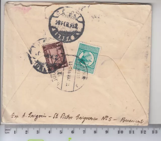 Romania 1932 COVER GALATI USED RECORDED POST SMALL LETTER SIZE