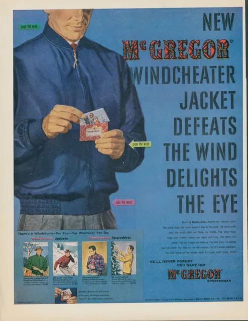 1951 McGregor Windcheater Jacket Sportshirt Christmas Gift Vintage Print Ad LO7