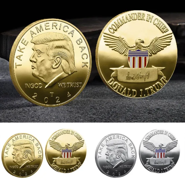 2024 Donald Trump 'TAKE AMERICA BACK' President Challenge Coin Gold&Silver 2pcs