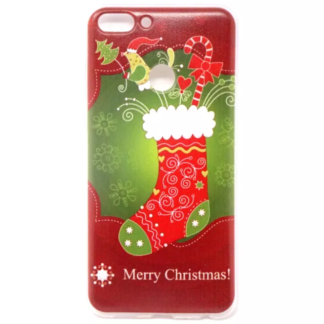 Pellicola vetro+Custodia cover tpu BUON NATALE calza befana per Huawei P Smart