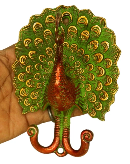 Peacock Vintage Style Handmade Brass Wall Mounted Hanger Clothes Towel Key Hook