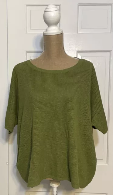 EILEEN FISHER GREEN Organic Linen/Cotton S/S Boxy Sweater XL $9.99 ...