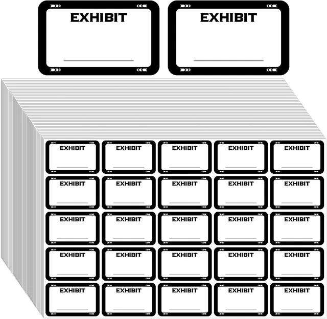 1000 Pcs Exhibit Stickers 1.65 X 1 Inch Legal Exhibit Labels Name Tag Stickers