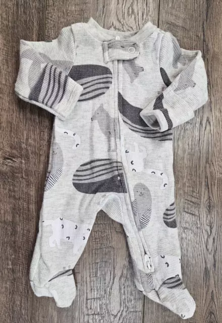 Baby Boy Clothes Carter's Preemie Gray Thermal Wilderness Footed Outfit