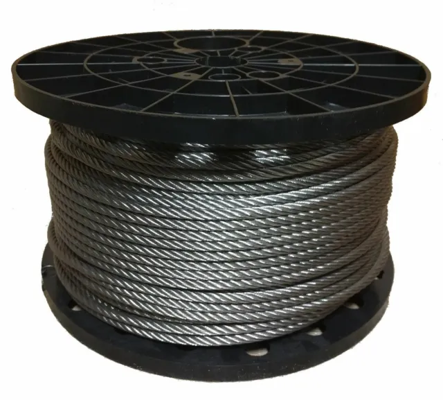 1/8" Stainless Steel Aircraft Cable Wire Rope 7x19 Type 316 (150 Feet)