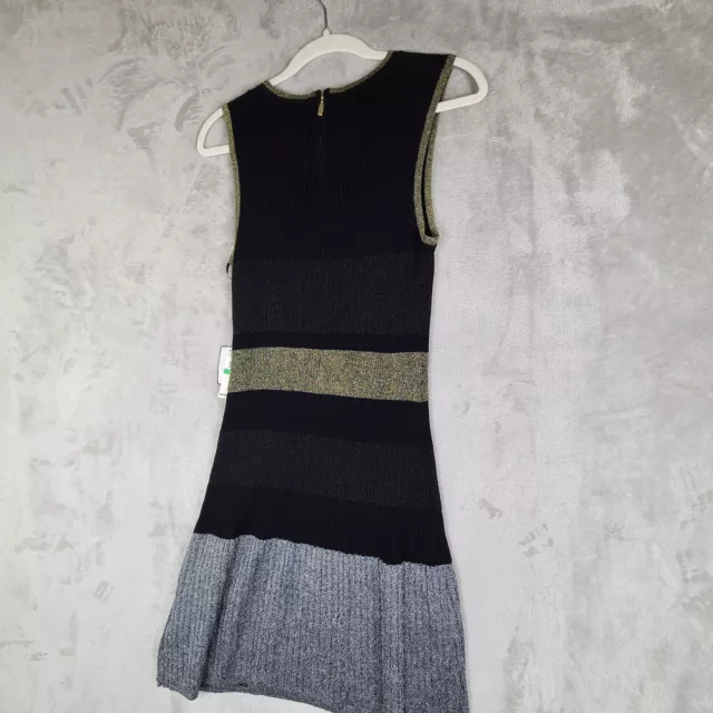 Laundry by Shelli Segal Midi Dress Womens Metallic Knit Cocktail Sleeveless L 3
