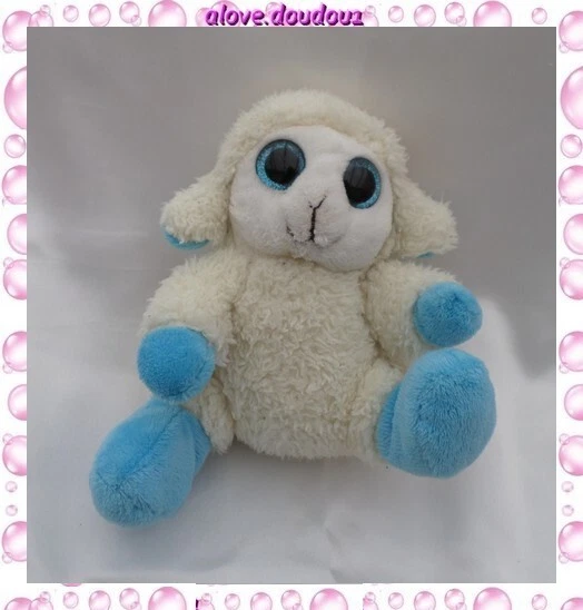 Doudou Peluche Agneau Mouton Assis Ecru Bleu Ty