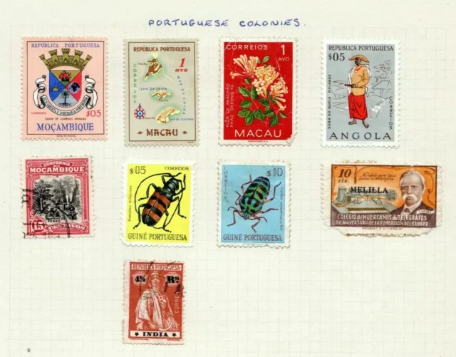 PORTUGIESISCHE Kolonien : kleine Sammlung auf Albumseite - siehe Scan