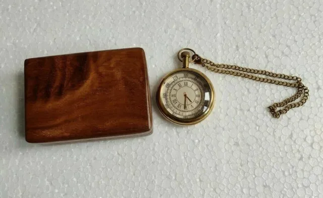 Vintage Messing Taschenuhr Mit Holzkiste Nautisch Maritim Royal Uhr Antik 4