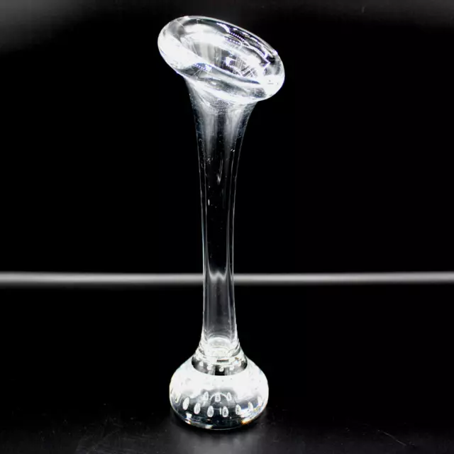 Vintage Hand Blown Bullicante Controlled Bubble Ased Glasbruk Clear Glass Vase