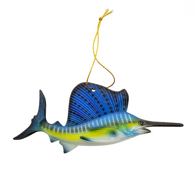5" Blue Sailfish Christmas Tree Ornament Xmas Gift Top Fish Ocean Holiday Decor