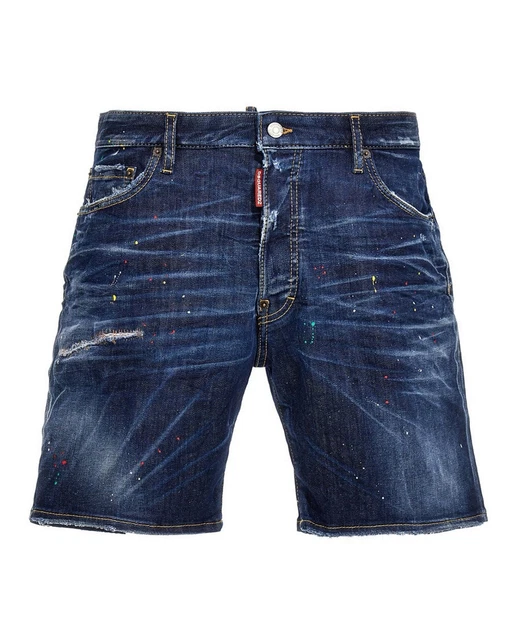 Short Homme Décontracté Bleu Foncé Dsquared2 - Taille 36 (38), Coton, Neuf Avec étiquettes, Made In Italy