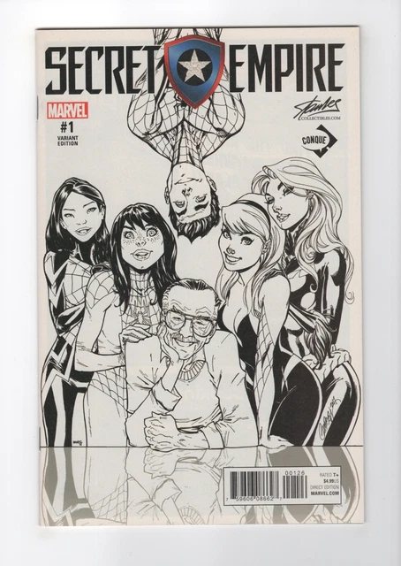 Secret Empire #1 (2017) J. Scott Campbell Stan Lee Sketch B&W Conque Variant NM