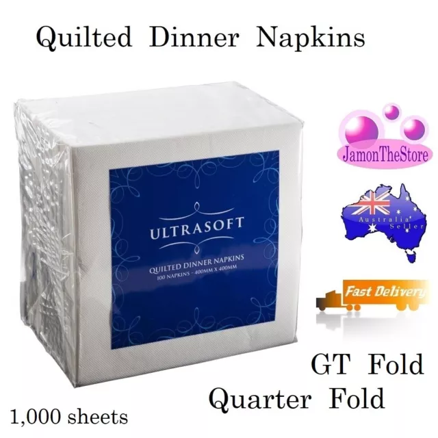 Caprice Ultrasoft Quilted Dinner Napkin Serviette Quarter or GT Fold 2ply1000Sht