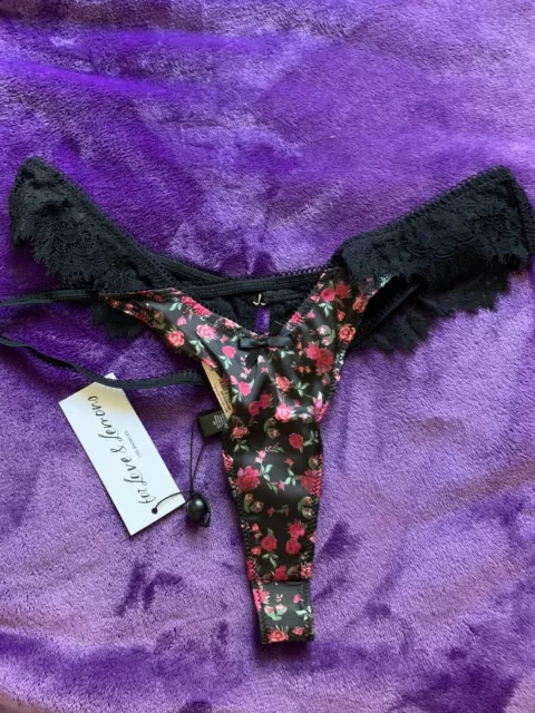 VICTORIAS SECRET FOR LOVE AND & LEMONS MELROSE SATIN STRAPY THONG Panty ...