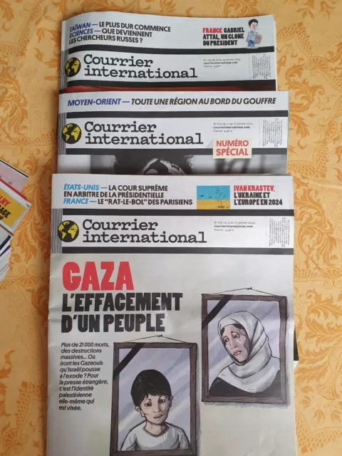 Lot de 3 Courrier international du n°1731 au n°1733 janvier 2024 TBE