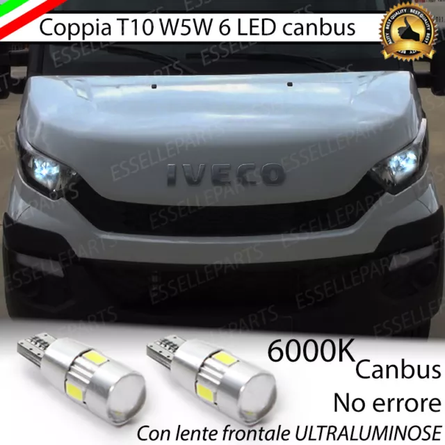 Coppia Luci Di Posizione 6 Led T10 Canbus 6000K Per Iveco Daily Vi 6000K