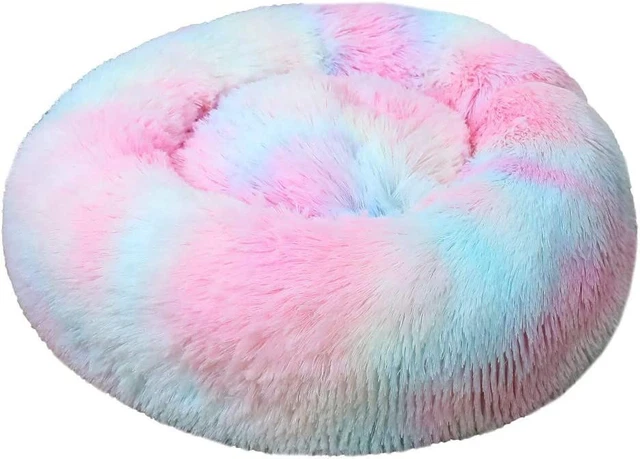 Calming Cute Dog Bed Faux Fur Anti Anxiety Pet Donut Cat Small, Pink