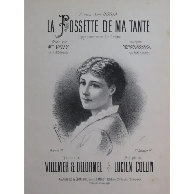 COLLIN Lucien La Fossette de ma Tante Chant Piano ca1880